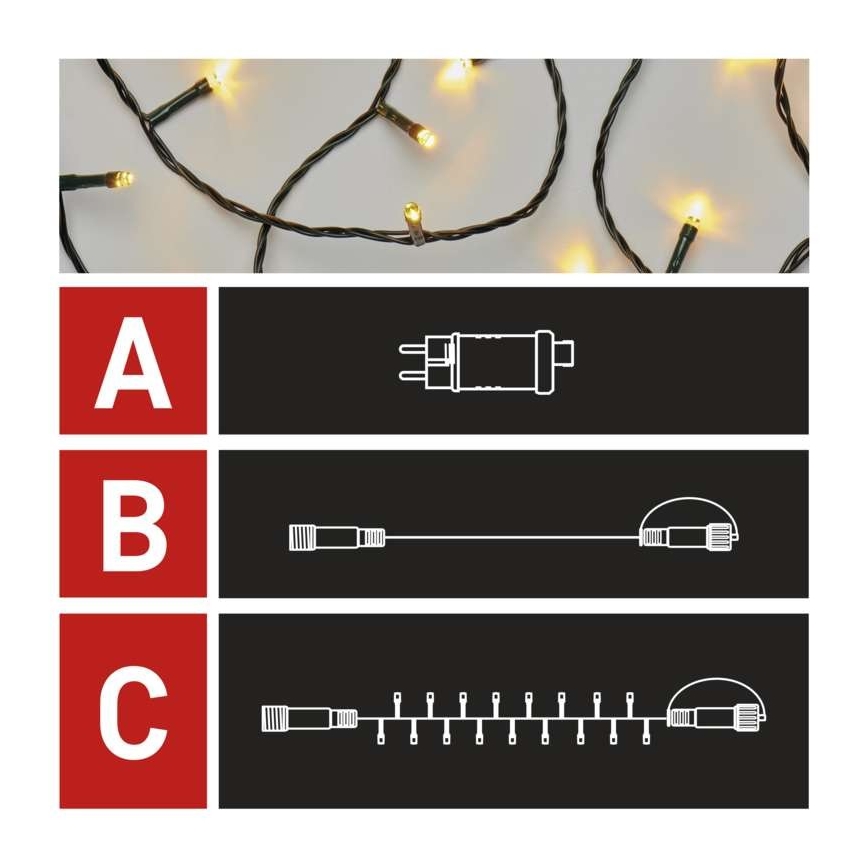 Corrente de Natal exterior LED 100xLED/15m IP44 branco quente