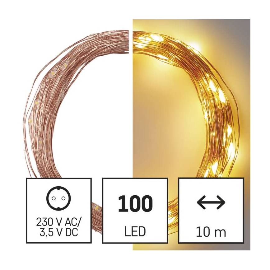 Corrente de Natal exterior LED 100xLED/15m IP44 branco quente