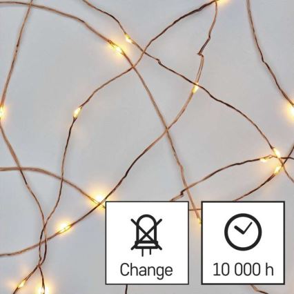 Corrente de Natal exterior LED 100xLED/15m IP44 branco quente
