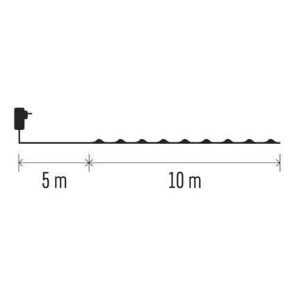 Corrente de Natal exterior LED 100xLED/15m IP44 branco quente