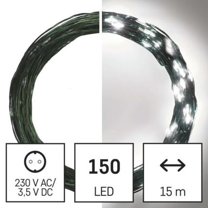 Corrente de Natal exterior LED 150xLED/20m IP44 branco frio