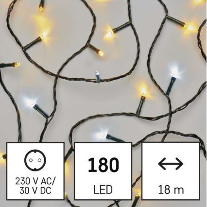 Corrente de Natal exterior LED 180xLED/23m IP44 branco quente/frio