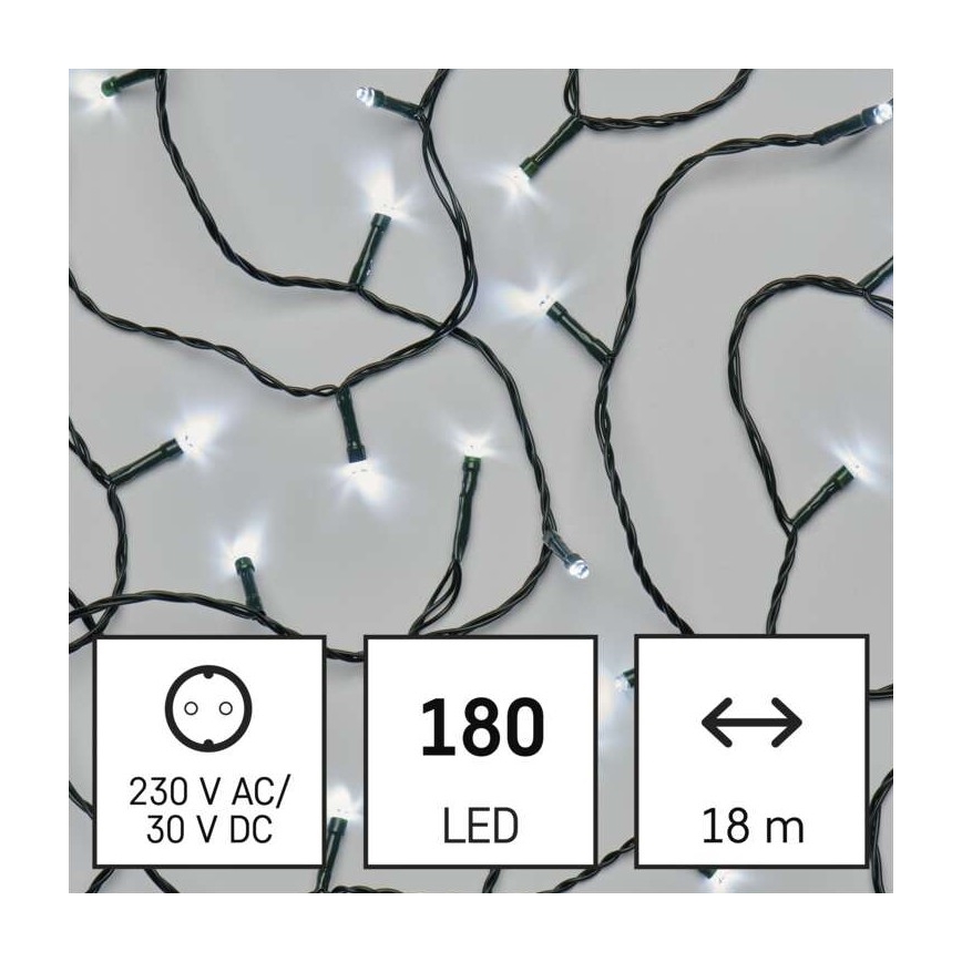 Corrente de Natal exterior LED 180xLED/8 modos 23m IP44 branco frio