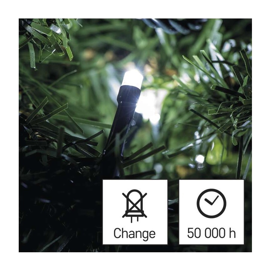 Corrente de Natal exterior LED 180xLED/8 modos 23m IP44 branco frio