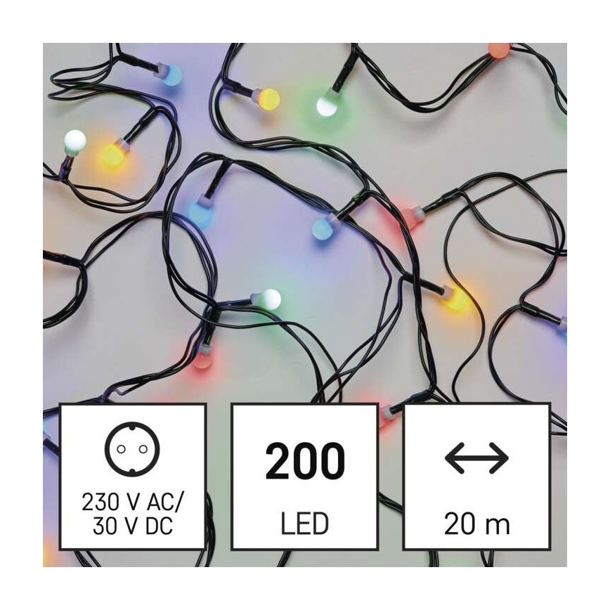 Corrente de Natal exterior LED 200xLED/8 modos 25m IP44 multicolor