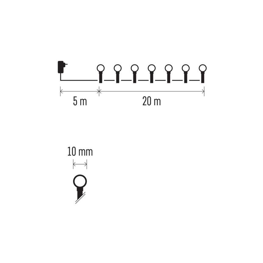 Corrente de Natal exterior LED 200xLED/8 modos 25m IP44 multicolor