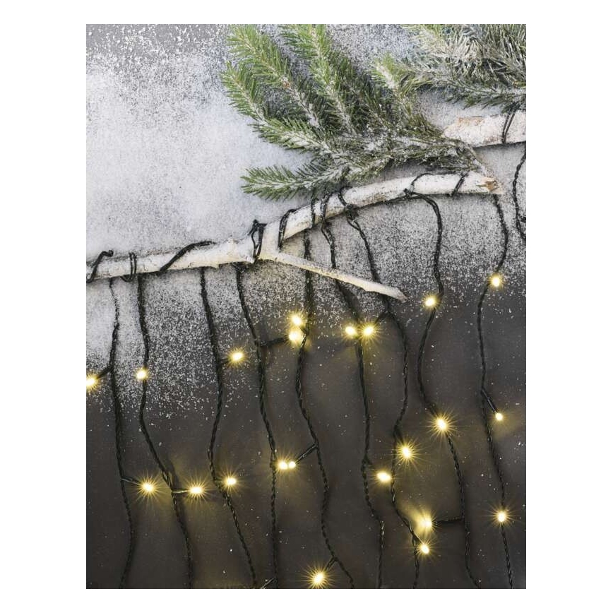 Corrente de Natal exterior LED 200xLED/8 modos 8,6m IP44 branco quente