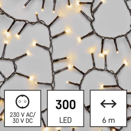 Corrente de Natal exterior LED 300xLED/11m IP44 branco quente