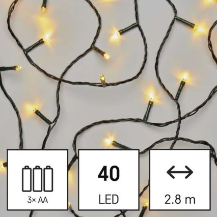 Corrente de Natal exterior LED 40xLED/3,3m IP44 branco quente