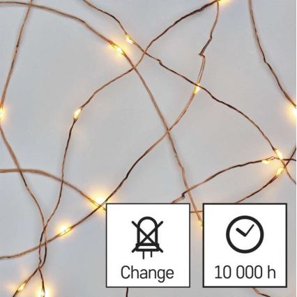 Corrente de Natal exterior LED 40xLED/9m IP44 branco quente