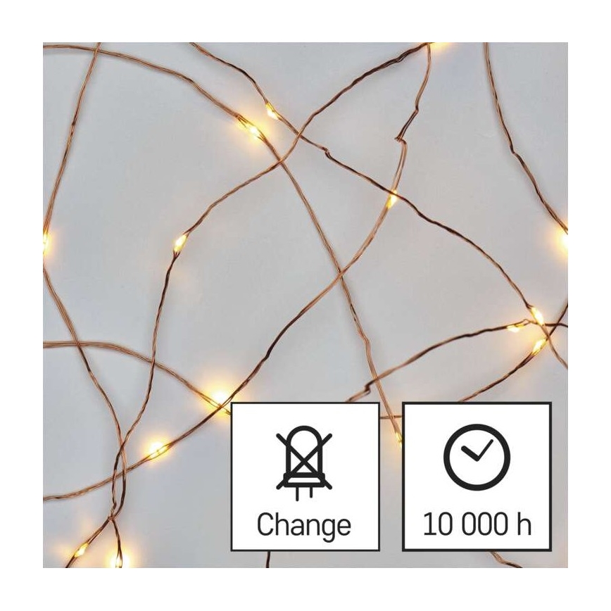 Corrente de Natal exterior LED 40xLED/9m IP44 branco quente
