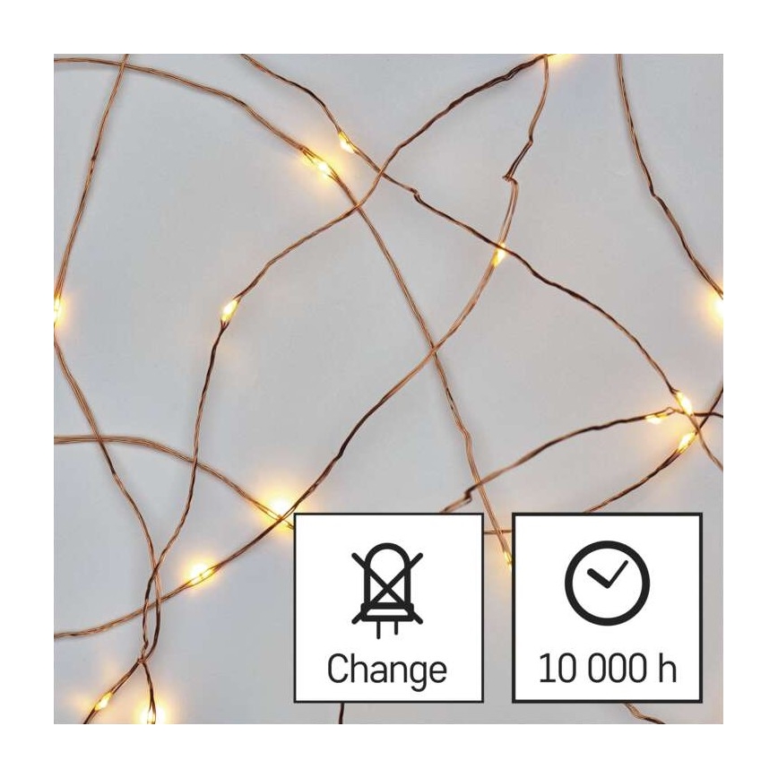 Corrente de Natal exterior LED 40xLED/9m IP44 branco quente