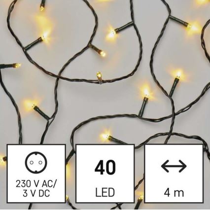 Corrente de Natal exterior LED 40xLED/9m IP44 branco quente