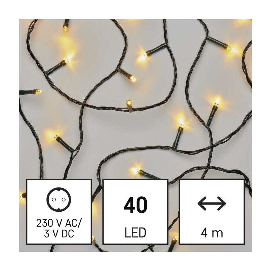 Corrente de Natal exterior LED 40xLED/9m IP44 branco quente