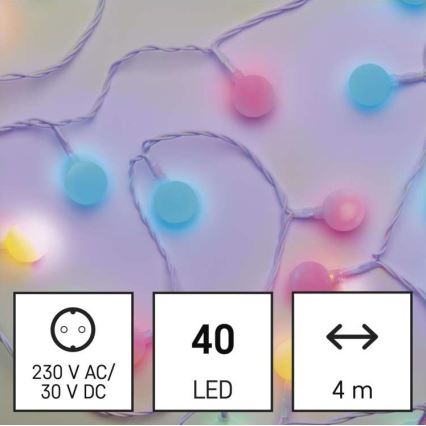Corrente de Natal exterior LED 40xLED/9m IP44 multicolor