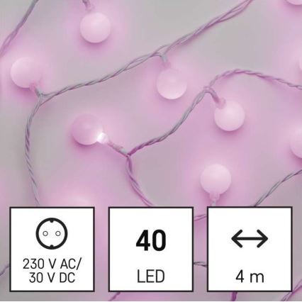 Corrente de Natal exterior LED 40xLED/9m IP44 rosa
