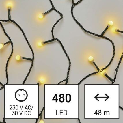 Corrente de Natal exterior LED 480xLED/53m IP44 branco quente