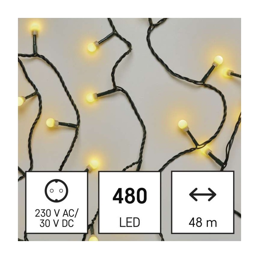Corrente de Natal exterior LED 480xLED/53m IP44 branco quente