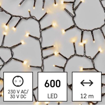 Corrente de Natal exterior LED 600xLED/17m IP44 branco quente
