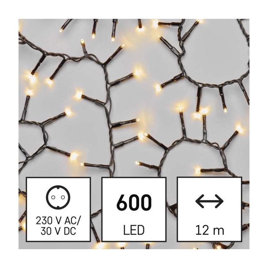 Corrente de Natal exterior LED 600xLED/17m IP44 branco quente