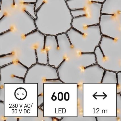 Corrente de Natal exterior LED 600xLED/17m IP44 vintage