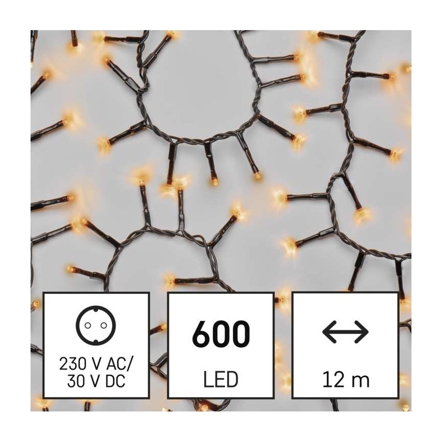Corrente de Natal exterior LED 600xLED/17m IP44 vintage