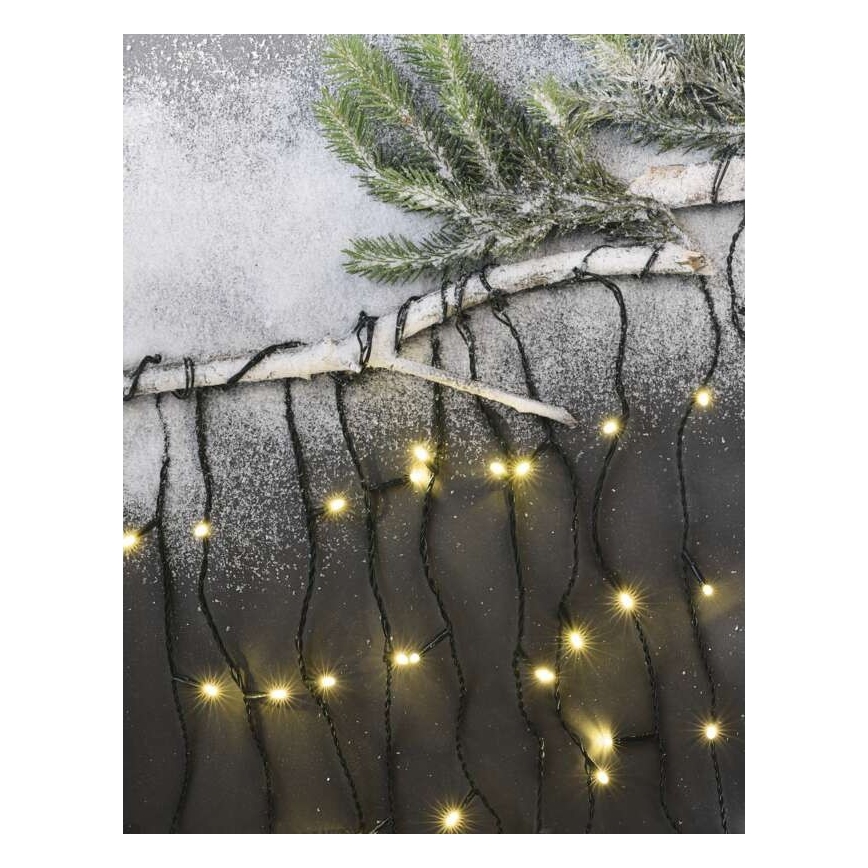Corrente de Natal exterior LED 600xLED/8 modos 15m IP44 branco quente