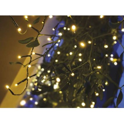 Corrente de Natal exterior LED 600xLED/8 modos 15m IP44 branco quente