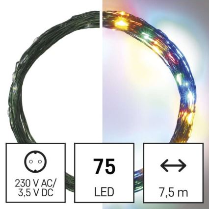 Corrente de Natal exterior LED 75xLED/12,5m IP44 multicolor