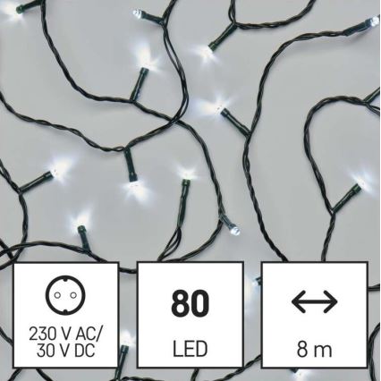 Corrente de Natal exterior LED 80xLED/13m IP44 branco frio