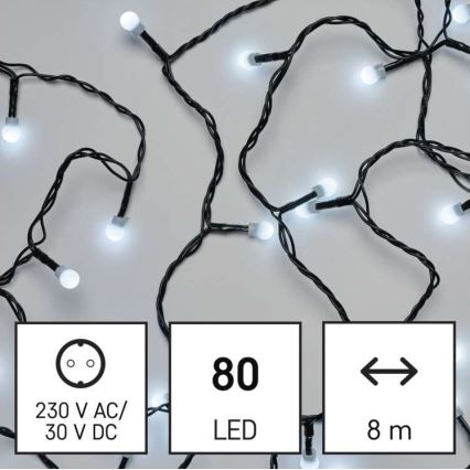 Corrente de Natal exterior LED 80xLED/13m IP44 branco frio