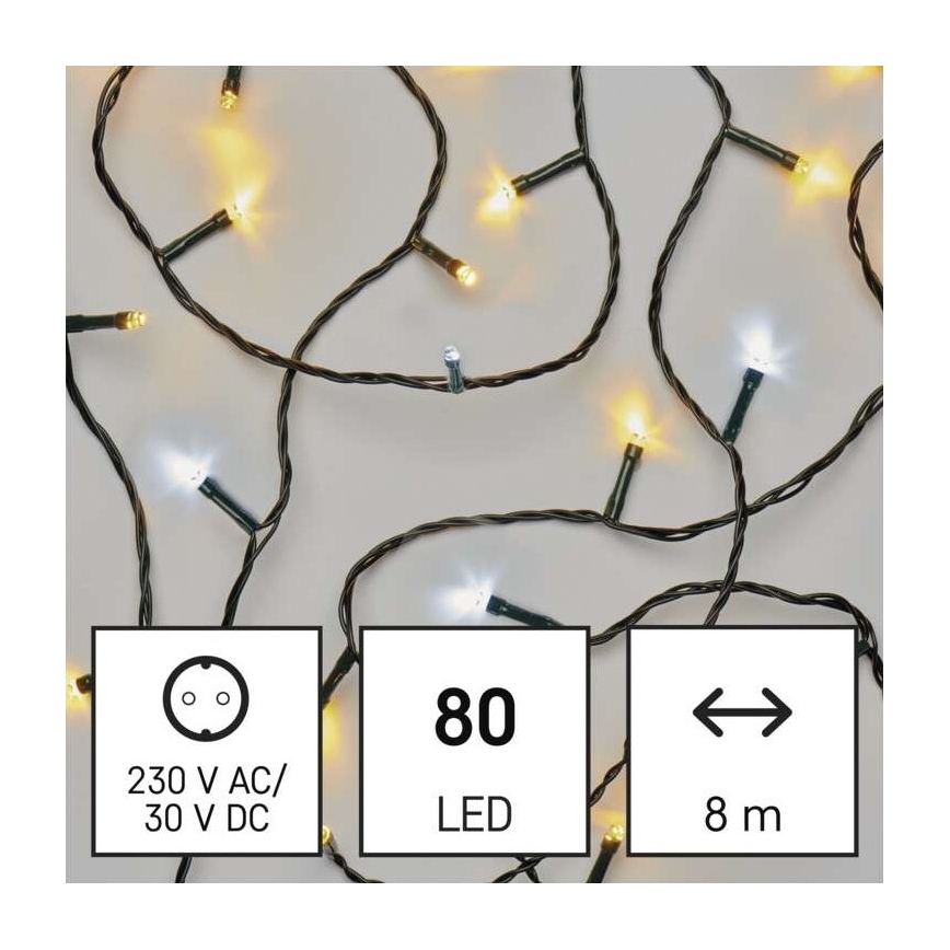 Corrente de Natal exterior LED 80xLED/13m IP44 branco quente/frio