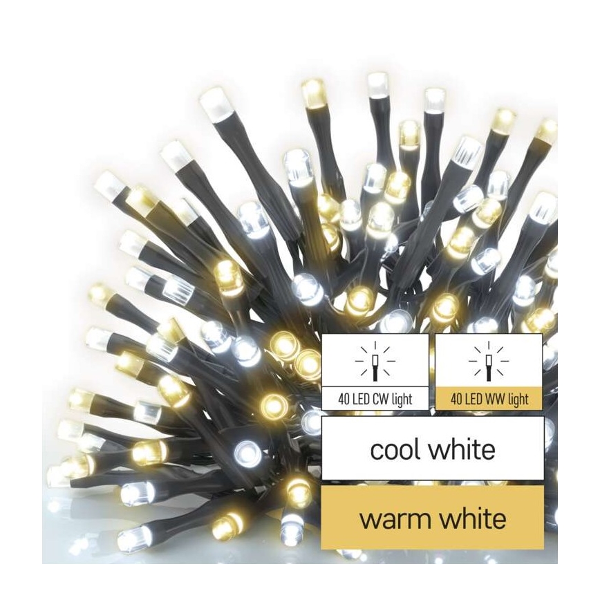 Corrente de Natal exterior LED 80xLED/13m IP44 branco quente/frio