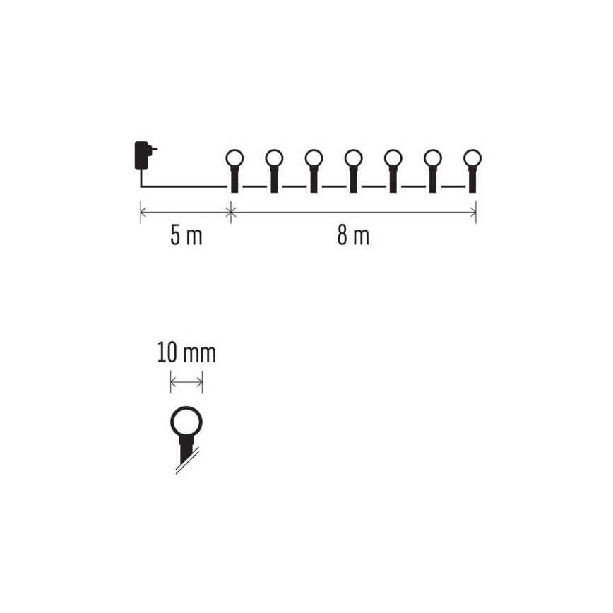 Corrente de Natal exterior LED 80xLED/13m IP44 branco quente