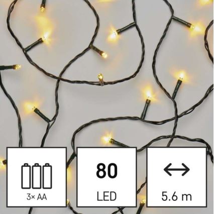 Corrente de Natal exterior LED 80xLED/6,1m IP44 branco quente
