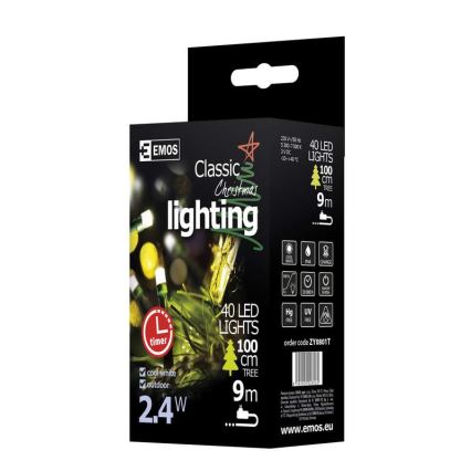 Corrente de Natal Exterior LED CHAIN 40xLED 9m IP44 branco frio