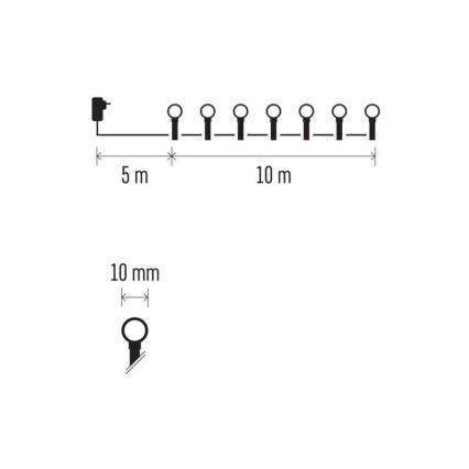Corrente de Natal exterior LED RGB 96xLED/64 modos 15m IP44 + controlo remoto