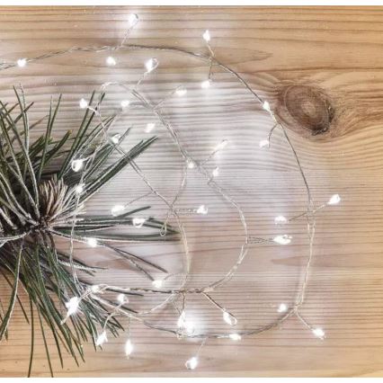 Corrente de Natal LED 100xLED/3xAA 2,7 m branco frio