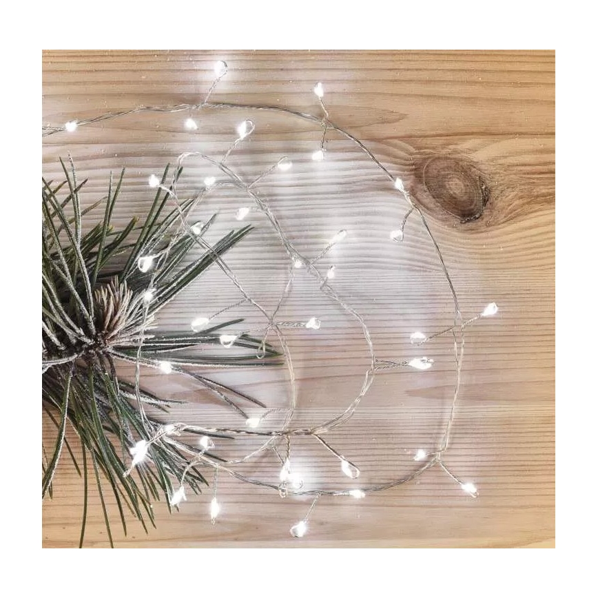 Corrente de Natal LED 100xLED/3xAA 2,7 m branco frio