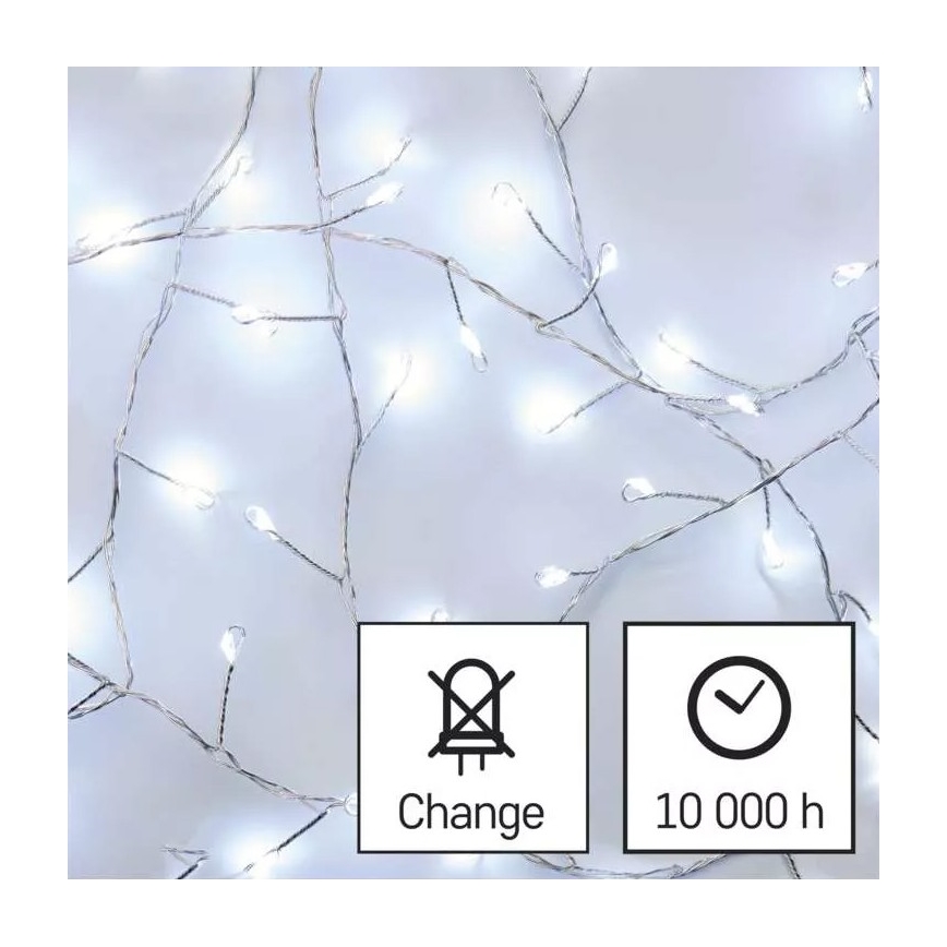 Corrente de Natal LED 100xLED/3xAA 2,7 m branco frio