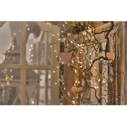 Corrente de Natal LED 100xLED/3xAA 2,7m branco quente