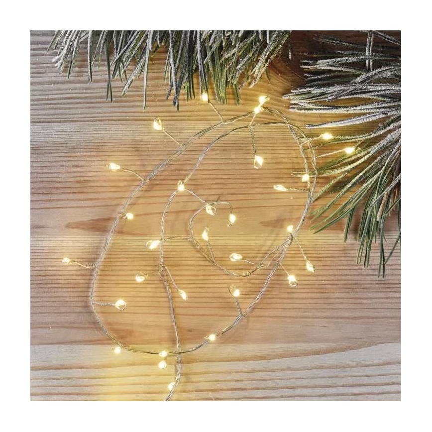 Corrente de Natal LED 100xLED/3xAA 2,7m branco quente