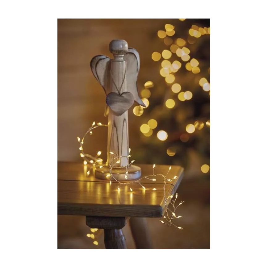Corrente de Natal LED 100xLED/3xAA 2,7m branco quente