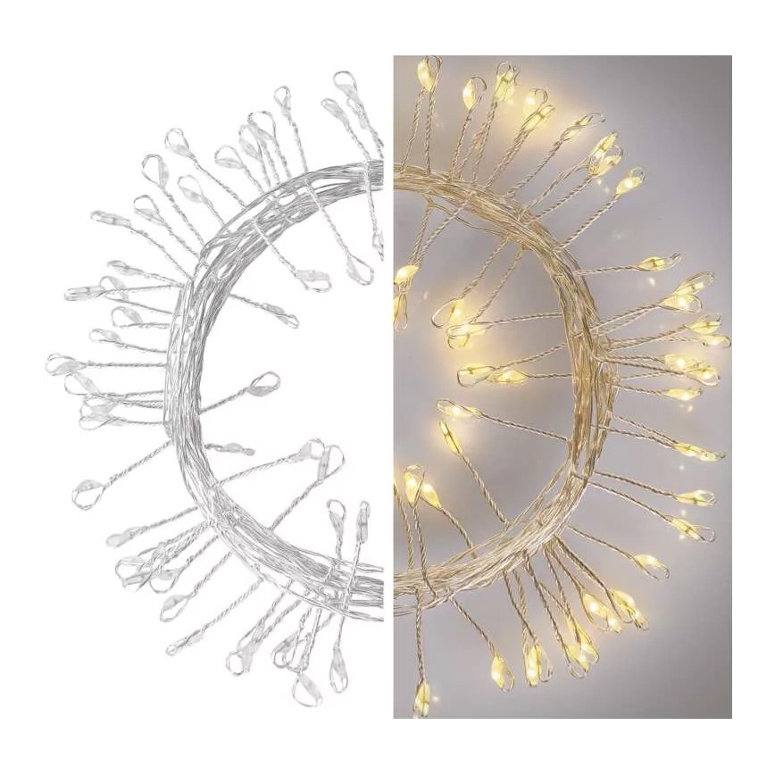 Corrente de Natal LED 100xLED/3xAA 2,7m branco quente