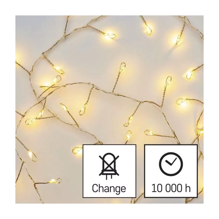 Corrente de Natal LED 100xLED/3xAA 2,7m branco quente