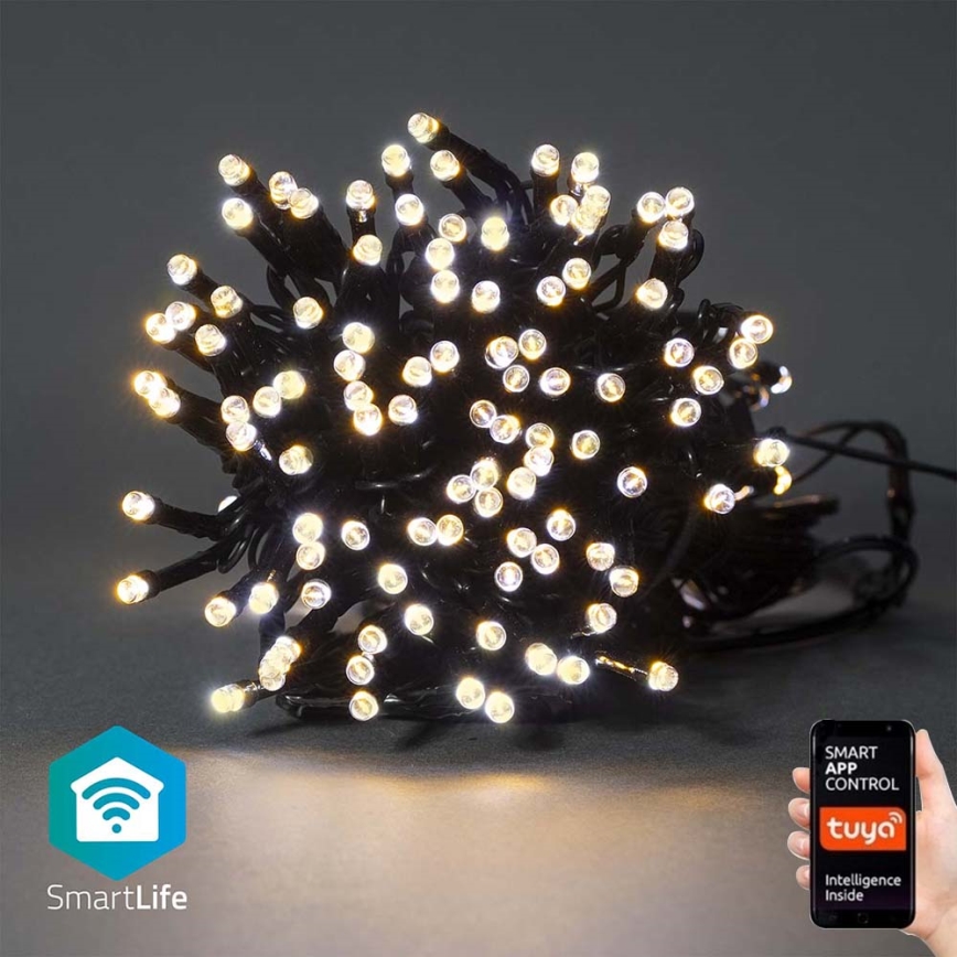 Corrente de Natal LED 100xLED/8 funções 15m IP65 Wi-Fi Tuya branco quente