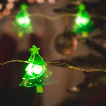 Corrente de Natal LED 10xLED/2xAA 1,2m branco quente