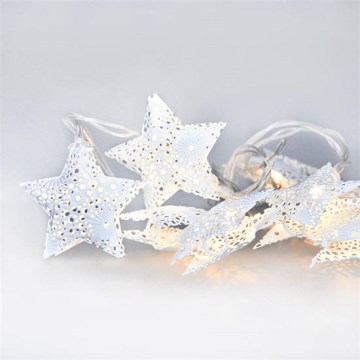 Corrente de Natal LED 10xLED/2xAA 2m branco quente
