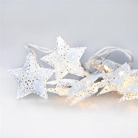 Corrente de Natal LED 10xLED/2xAA 2m branco quente