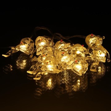 Corrente de Natal LED 10xLED/2xAA/branco quente 1,65m boneco de neve